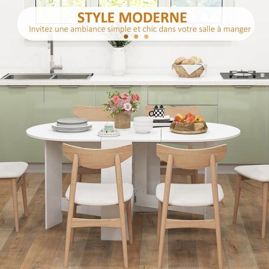 Table à Manger Pliante Et Extensible HOMCOM - Passe De 60 Cm à 180 Cm, Pour 6 Personnes - Idéale Petits Espaces - 12