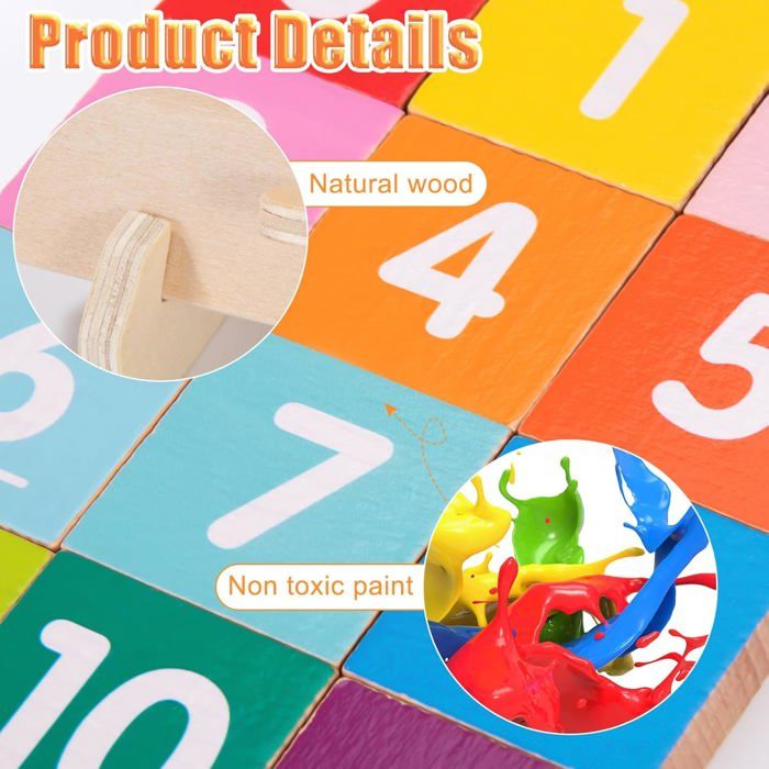 Jouet Montessori Mathématiques En Bois - Apprendre à Compter, Additions Et Soustractions Pour Enfants 3-7 Ans