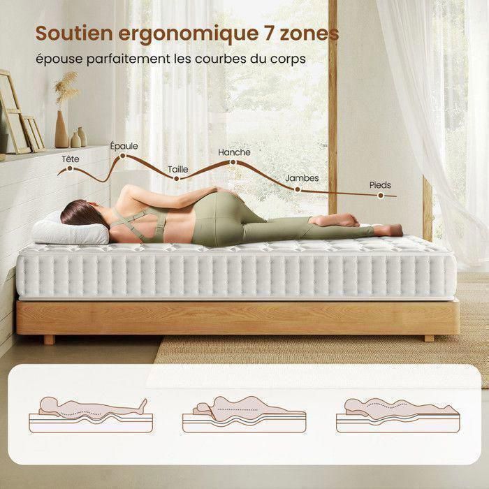 Matelas A Memoire De Forme 140X190 JUNIOR TIVOLI, Epaisseur 22 CM Mousse Memoire Adaptative Ultra Respirante Ergonomique Hypoallergenique