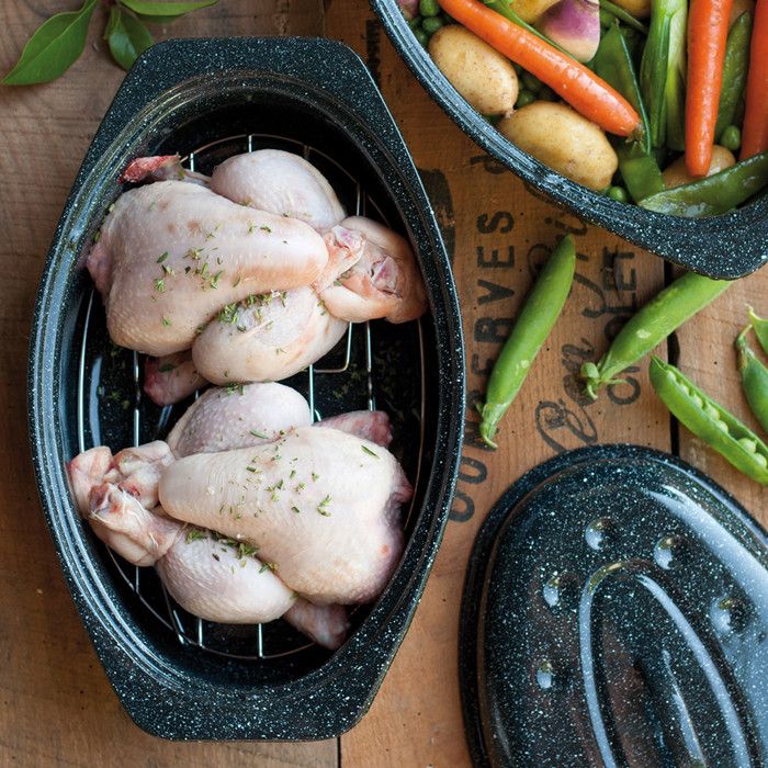 GRANITEWARE Cocotte Roaster Petit Format 2,2L Acier Émaillé Ovale - Grille Inox + Livre 35 Recettes - Ultra Légère