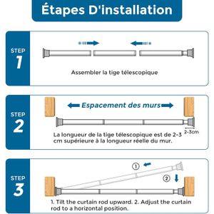Tringle à Rideau De Douche L Courbée INOX - Barre Extensible Sans Perçage 70-95 Cm X 70-95 Cm - Noir - Montage Mural Angle