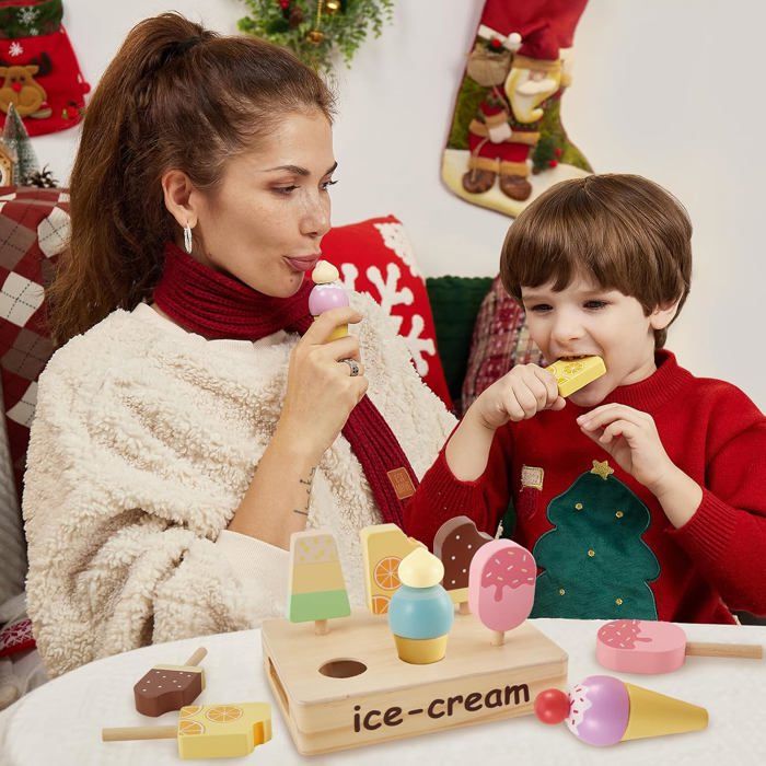 ZheElen Cuisine de Jeu en Bois Jouet Boutique de Crème Glacée Jouets Enfants Inspire Jeu Décoratif Nourrit la Créativité et la Confiance