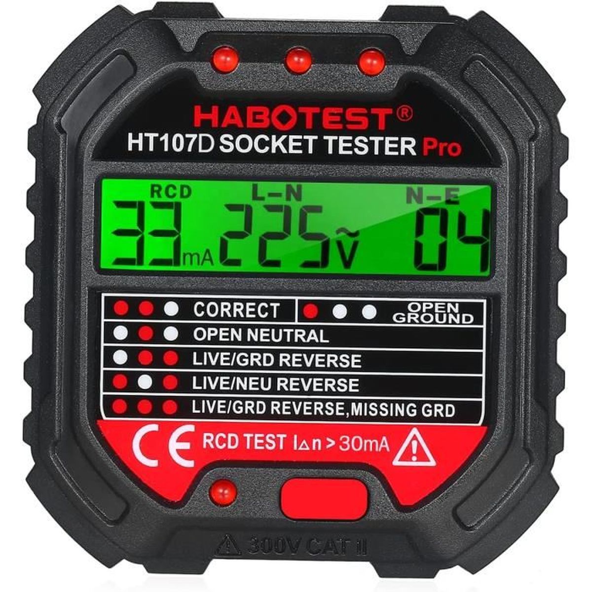 Testeur De Prise Électrique LCD Avec Détection GFCI - Testeur De Tension, Détecteur De Fuite - Portable, Sans Pile