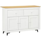 Buffet cuisine - HOMCOM - 2 tiroirs 3 portes et étagère réglable - pour cuisine, salle à manger, salon - 117 x 35 x 80 cm - blanc
