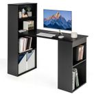 COSTWAY Bureau Informatique avec Bibliothèque, Table d'Ordinateur Haute de 75 cm avec Étagères de Rangement à 6 Niveaux, Noir