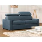 VENTE-UNIQUE Canapé 4 places convertible express en tissu VIZIR - Bleu - Couchage 160 cm - Matelas 22 cm avec mémoire de forme DUNLOPILLO