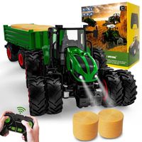Tracteur RC Tracteur télécommandé avec remorque, tracteur jouet à partir de 3 ans Tracteur agricole télécommandé avec son et
