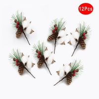 12 pièces Mini Brindilles de Sapin de Baies artificielles, ANNEFLY pour DIY couronnes de Noël et décorations d'arbres de Noël-C