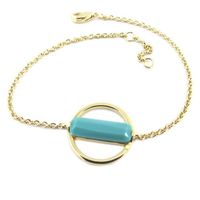 Bracelet Plaqué Or 'Boho' turquoise doré - 16 mm [P8006]