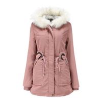 Manteau femme à capuche veste doublé polaire chaud longue veste manteau épais avec poches printemps automne hiver Rose