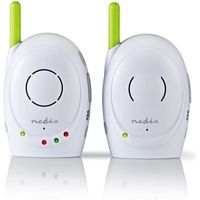 Nedis Moniteur audio bébé - Babyphones sans fil avec fonction interphone et portée de 300 m - set de 2 - Vert/blanc