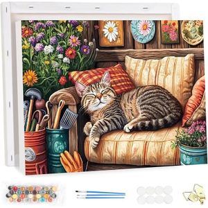 Peinture Par Numéros Adulte – Chat – Toile HD 40x50 Cm – Sans Cadre – Kits Acryliques Avec Pinceaux – Cadeau Déco Relaxant