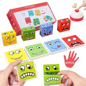 PUZZLE Puzzle Cube en Bois Jeux Montessori Interactif Emo