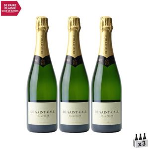 CHAMPAGNE Champagne Sélection Brut Blanc - Lot de 3x75cl - De Saint-Gall - Cépages Chardonnay, Pinot Noir, Pinot Meunier