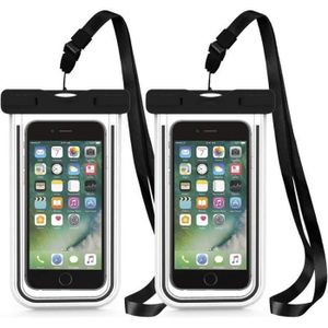 HOUSSE - ÉTUI Juce® 2 Pcs Pochettes Étanche Housse Coque iPhone Samsung Smartphones Universel Jusqu'à 6 Pouces - Noir