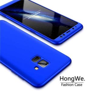 COQUE - BUMPER Coque Samsung Galaxy A8 Plus 2018,Robuste 3 en 1 Dur Anti-rayures Mat PC Couverture 360 degrés Cover-Bleu - HongWe.