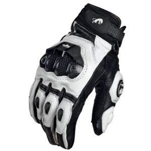 GANTS - SOUS-GANTS Gants de moto en cuir véritable et fibre de carbone,gants de course noirs,gants d'équitation blancs,gants de - AFS-6 White