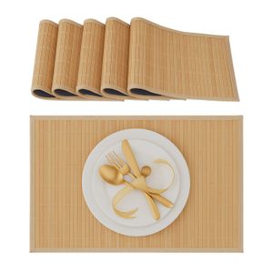 Lot De 5 Sets De Table En Bambou Marron Chocolat - Dimensions 48,5 X 33 Cm - Style Maison Du Monde - Neuf