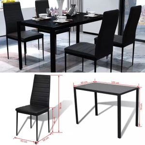 Ensemble table et chaise de jardin EYE Ensemble de table pour salle à manger cinq pièces structure en fer 105 x 60 x 74 cm noir-VBESTLIFE2