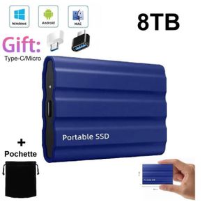 DISQUE DUR SSD EXTERNE Disque Dur Externe SSD Portable 8TB 8To Bleu Haute