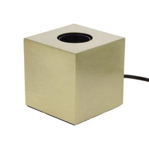 LAMPE A POSER Xanlite - Lampe à poser cube en métal couleur laiton, compatible culot E27, IP20, 60W puissance max - XDLAPCUBIKML