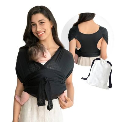 KEENSO porte-nouveau-né Écharpe porte-bébé mains libres respirant réglable infantile coton puericulture tete noir grande taille