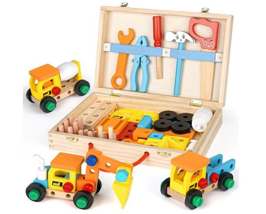 Lehoo Castle – Boîte à Outils Enfant 3 Ans – 6 Pièces Avec Perceuse – Monte Une Voiture De Course – Coffret De Rangement – Cadeau Garçon