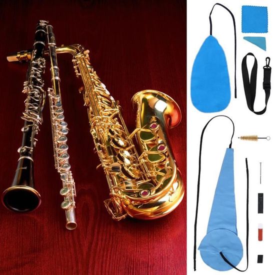 Kit D'Entretien Saxophone 2 Pièces - Chiffons De Nettoyage Bleu Pour Instruments De Musique