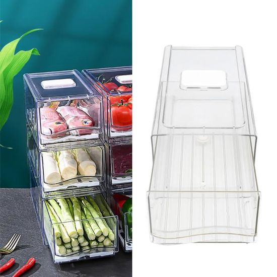Organisateur De Congélateur Empilable En Fil Métallique - Bac Profond Avec Poignées Pliables - Pour Viande, Légumes, Snacks - 38,5x25x16,5 Cm - 4