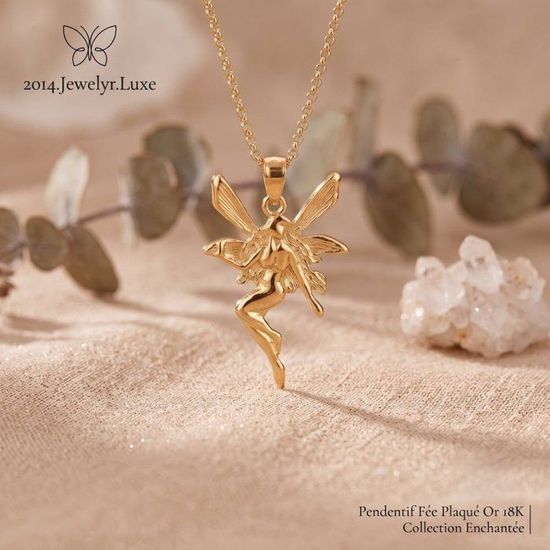 Pendentif Fée / Elfe - Grand Modèle - Plaqué Or Jaune 18 Carats (750/1000) - Neuf Avec étiquettes