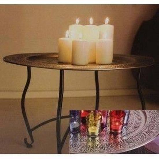 Table A The Orientale Maroc En Metal Ronde Decor Poinconne Achat Vente Table Basse Table A The Orientale Maroc Cdiscount