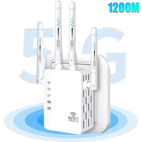 Répéteur WiFi Puissant 1200Mbps Amplificateur WiFi Dual Bande 5GHz-2,4GHz  WiFi Range Extender avec Port WAN-LAN - Cdiscount Informatique