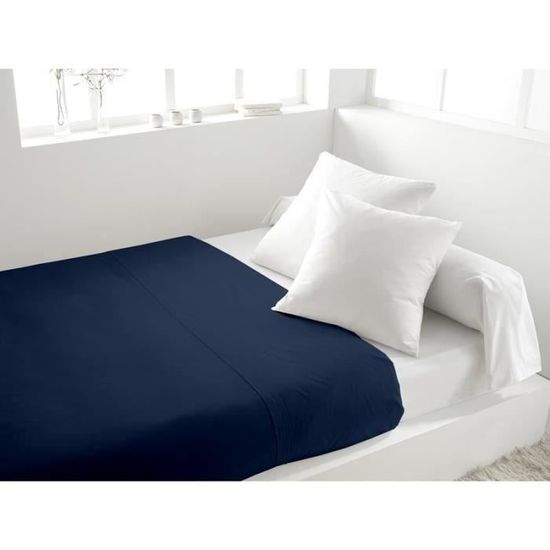 Drap Plat 2 Places 100% Coton - 240x300 Cm - Tissage 57 Fils/cm² - Haut De Gamme - Couleur Jaune