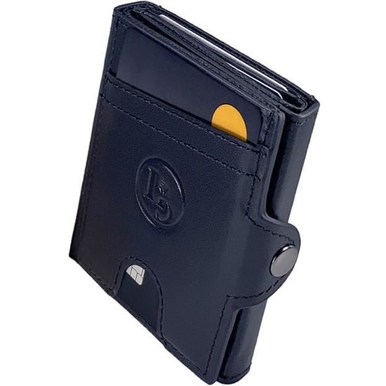 Porte-cartes RFID GUGGIARI - Portefeuille Minimaliste Avec Porte-monnaie - Cuir Et Aluminium