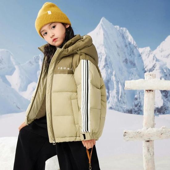 Doudoune Enfant Fille Remplissge Duvet Epais Chaude Bicolore
