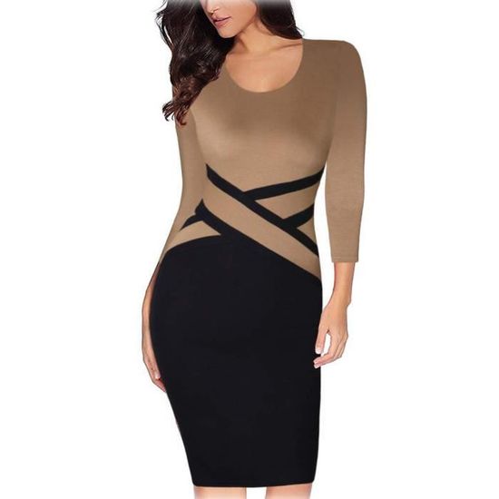 Robe de soirée fourreau à col en V et manches courtes en dentelle long
