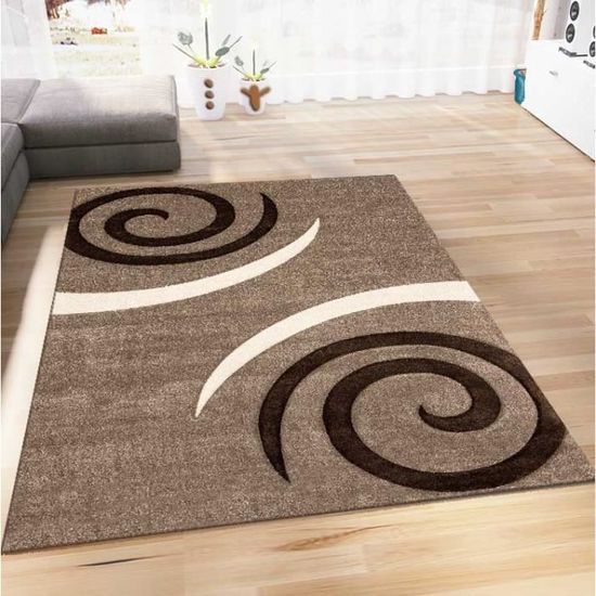 tapis de salon motif spirales marron 200 x 290 cm cdiscount maison