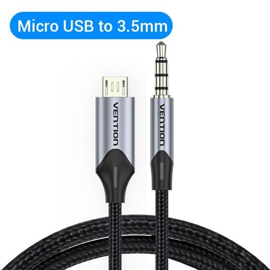 Adaptateur Audio Micro-USB Vers Jack 3,5 Mm – Câble 1 Mètre Noir – Compatible Universel