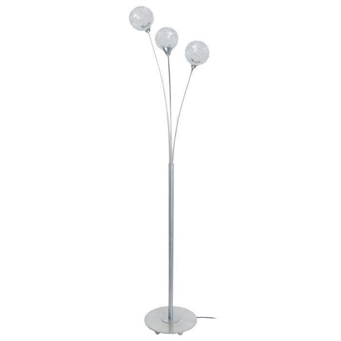 TOSEL Lampadaire 3 lumières - luminaire intérieur - verre transparent - Style design - H160cm L38cm P38cm