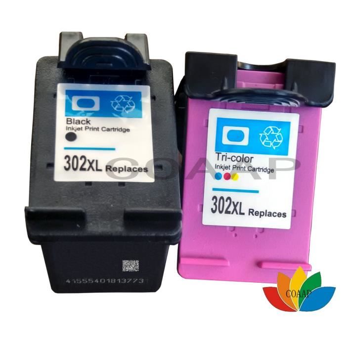 Cartouches d'encre 2-Pack Compatible avec Hp 302 XL 302XL HP DeskJet 1110 2130 3630 Envy 4520 4524 OfficeJet 3830 4650 3800 hp302