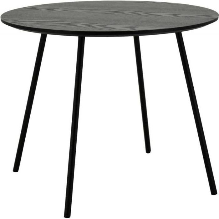 Table basse ronde en bois noire pieds en métal