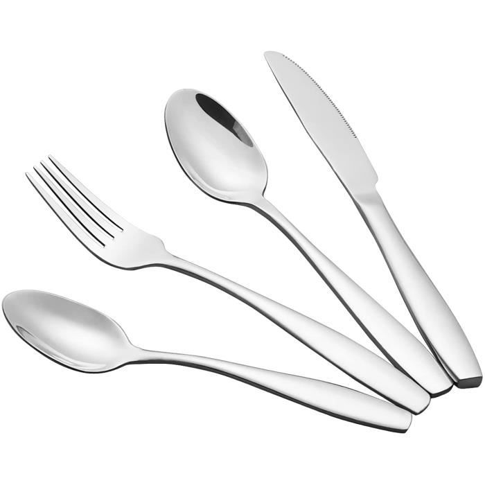 Ensembles de 48 Pièces Couverts en Acier Inoxydable, Couteaux Fourchettes Cuillères Set pour 12 Personnes