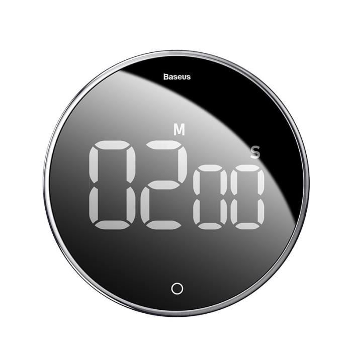 Minuteur,Compte à rebours réveil mécanique cuisson minuterie alarme compteur horloge magnétique numérique minuteries - Type Black