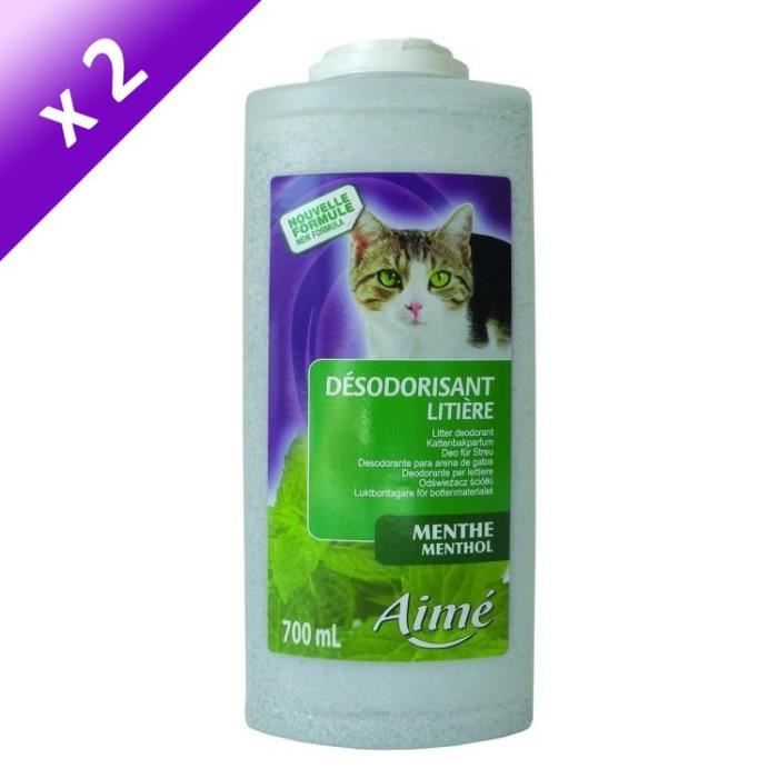 Lot de 2 - AIME Désodorisant pour litière menthe 700 ml - Pour chat