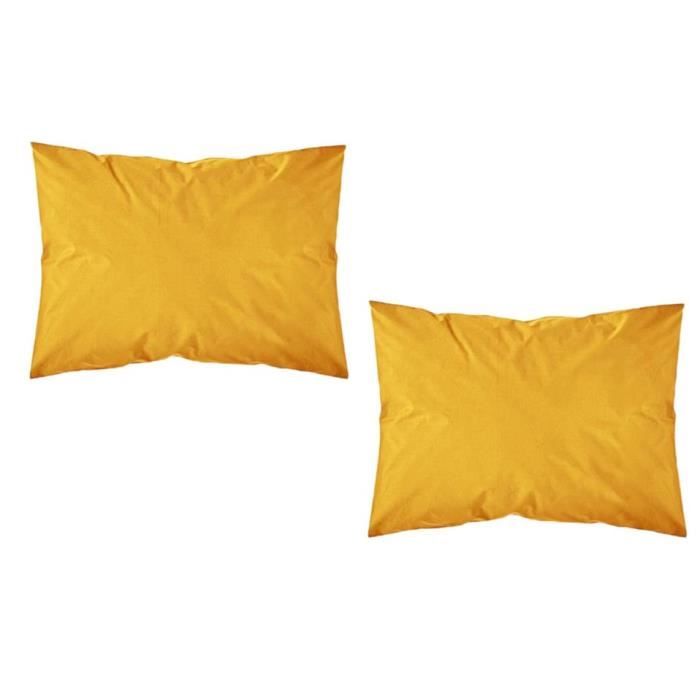 TODAY Lot de 2 taies d'oreiller - 50x70 cm - 100% Coton - Safran