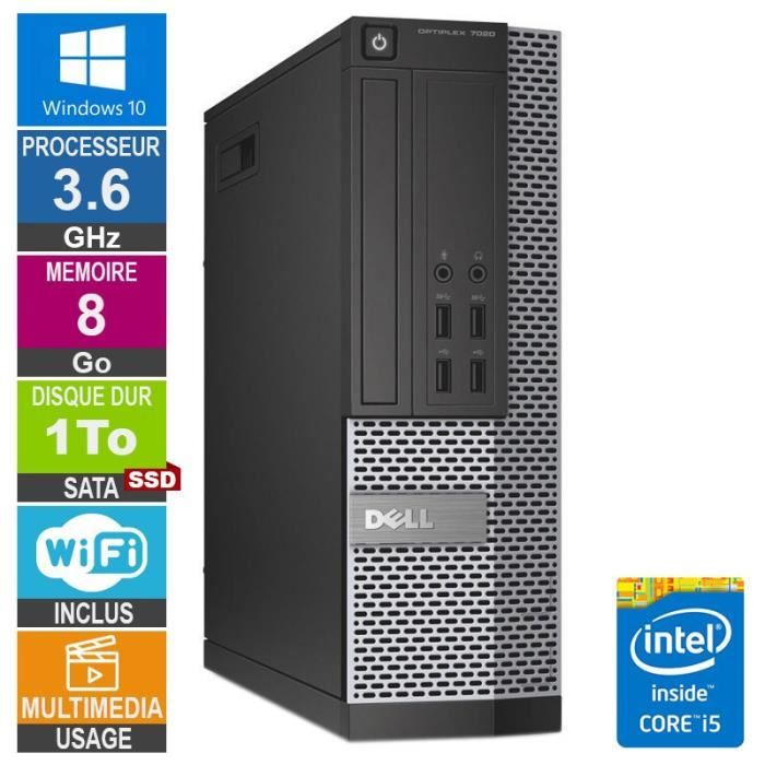 PC Dell 7020 SFF i5-4570 3.60GHz 8Go/1To SSD Wifi W10