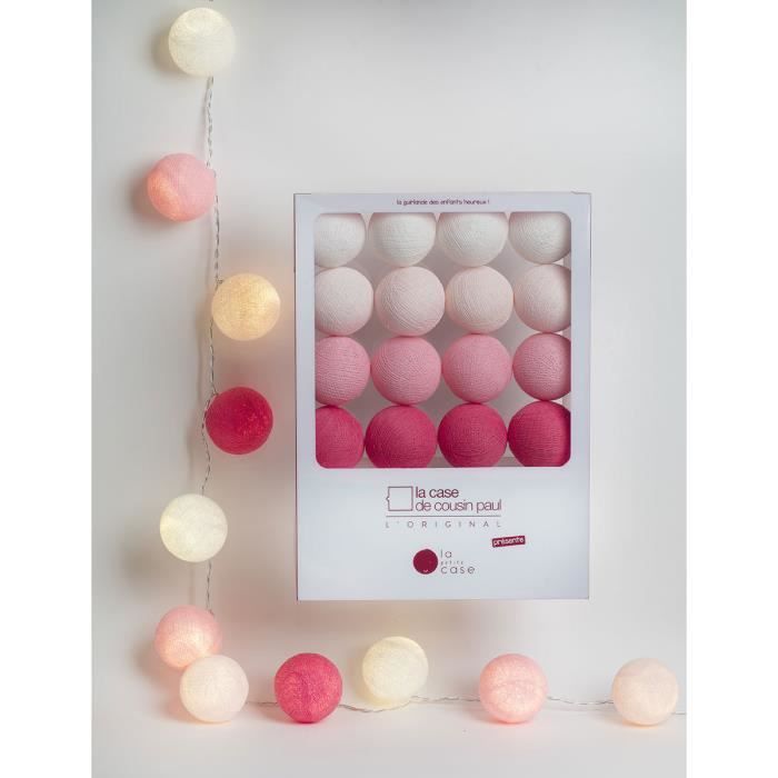 Guirlande Lumineuse La Petite Case Louise LED - 16 Boules Rose,Blanc