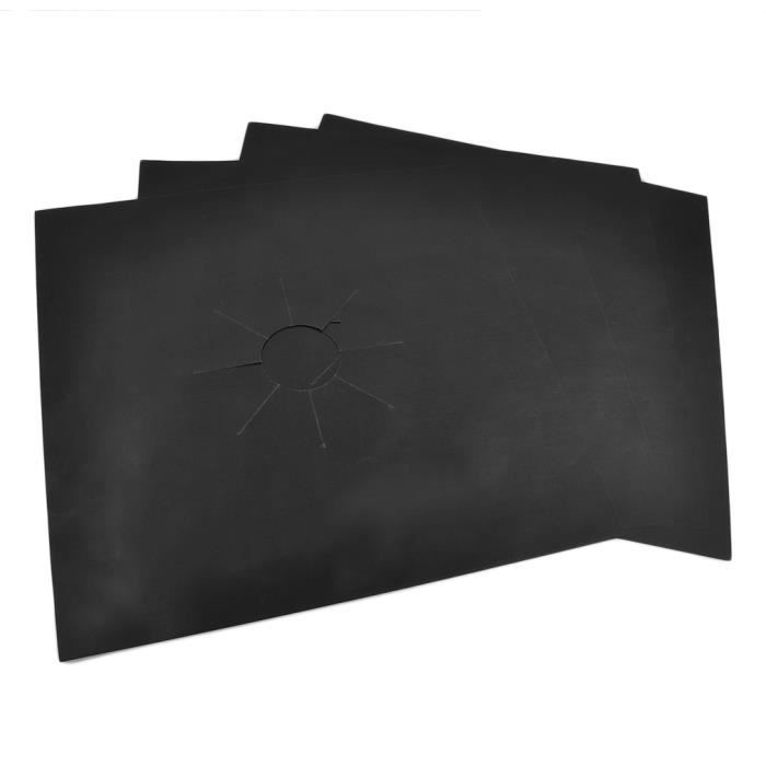 Feuille d'aluminium réutilisable 4 pcs - lot protecteurs de cuisinière à gaz couverture lave-vaisselle, noir
