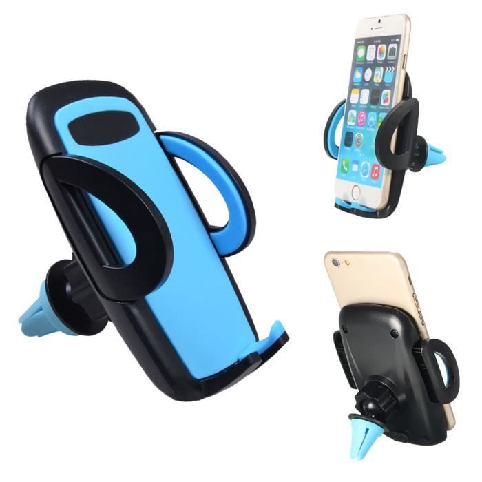 Universel 360° Support Téléphone GPS Voiture Air Vent Aération Grille Mount Pour iPhone Samsung Smartphone Bleu