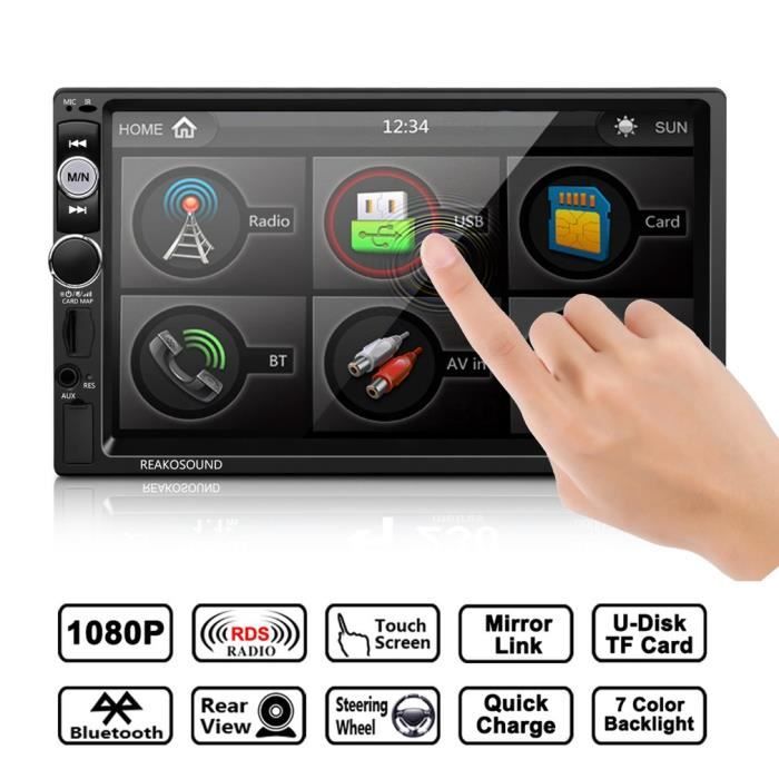 Autoradio MP5 Navigation GPS 1080P à 7- écran tactile voiture stéréo MP5 FM - TF - USB multimédia de voiture + caméra de recul